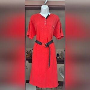 Liz Claiborne KNITWEAR DRESSES Long Polo Shirt Dress Preppy Belted Maxi Dress M